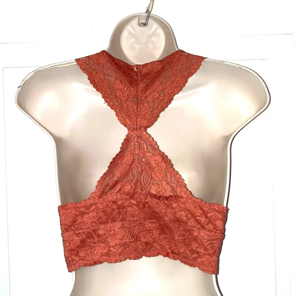 INTIMATELY FREE PEOPLE Lace Racerback Bralette Orange Rust Womens Medium